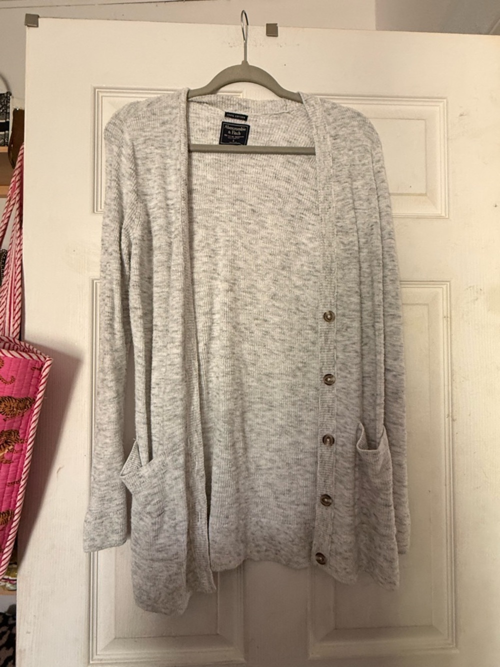 Abercrombie & Fitch Light Heather Grey Open Cardigan